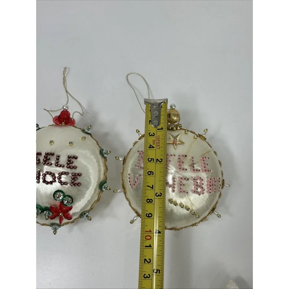 Beaded Sequin Christmas Ornament Lot Push Pin Tassel Satin Jeweled Czech